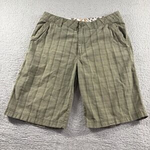 VINTAGE OP Skate Board Shorts Mens 36 Brown Green Plaid 12" Beach Lightweight